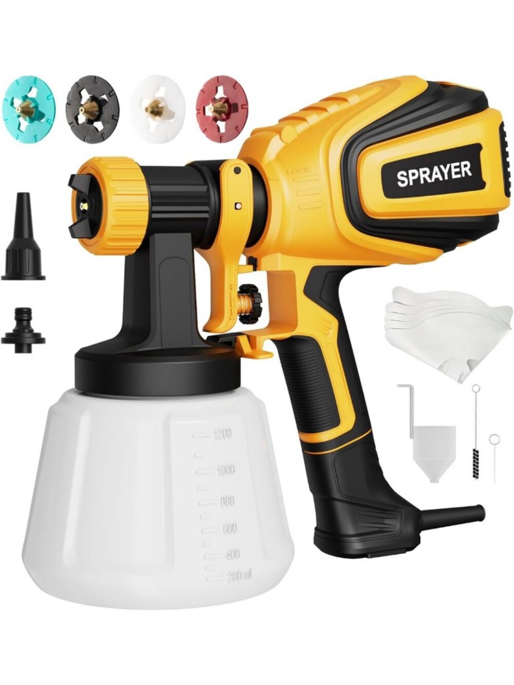 High-Power 700W Paint Sprayer Gun with 4 Nozzles & 3 Spray Patterns for DIY